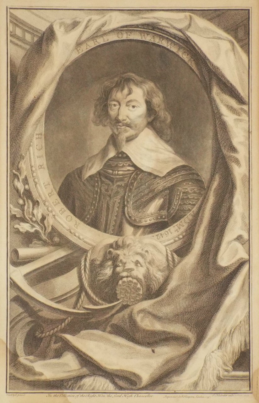 Print - Robert Rich Earl of Warwick - Houbraken